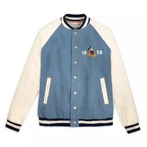 Disney  Mickey Mouse 1928 League Denim Varsity Jacket Adult XS